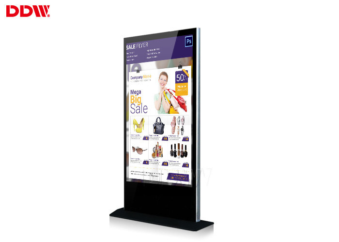 84 Inch 4K floor standing Lcd Advertising Player , Floor Stand Digital Signage Display Screen