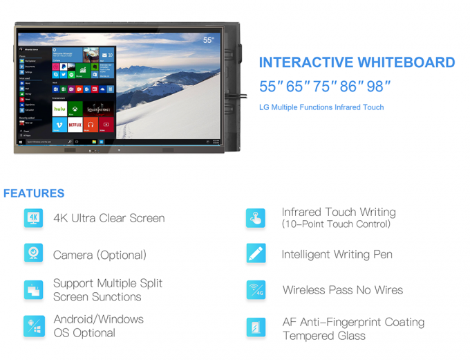 65Inch Display Interactive White Board 20 points IR multi touch LCD  interactive whiteboard 1