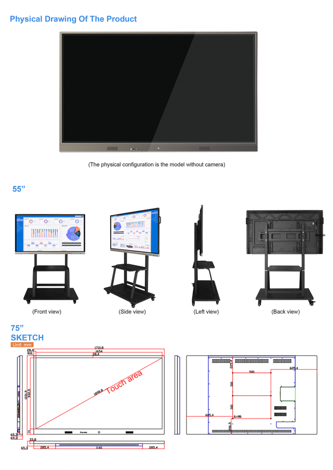 65Inch Display Interactive White Board 20 points IR multi touch LCD  interactive whiteboard 2