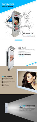 2500 Nits 1920x1080 Sunlight Viewable Display Outside Digital Signage Kiosk With Camera