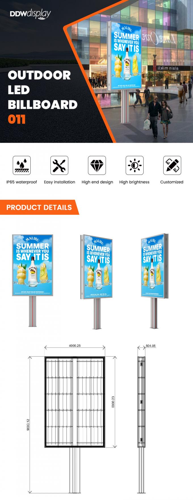 design 8000nits waterproof IP65 p6 steel outdoor led billboard for advertising